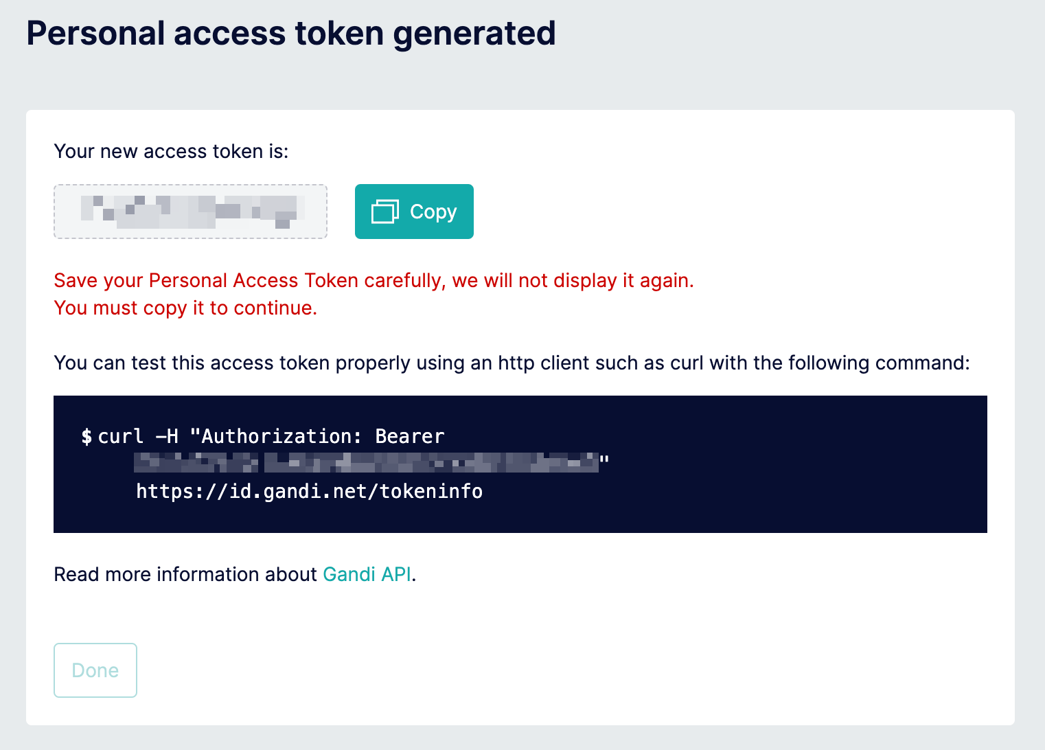 Gandi Personal Access Token